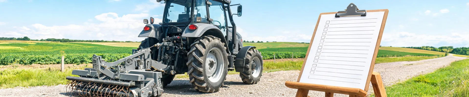 Compact tractor procurement documents and implement inspection